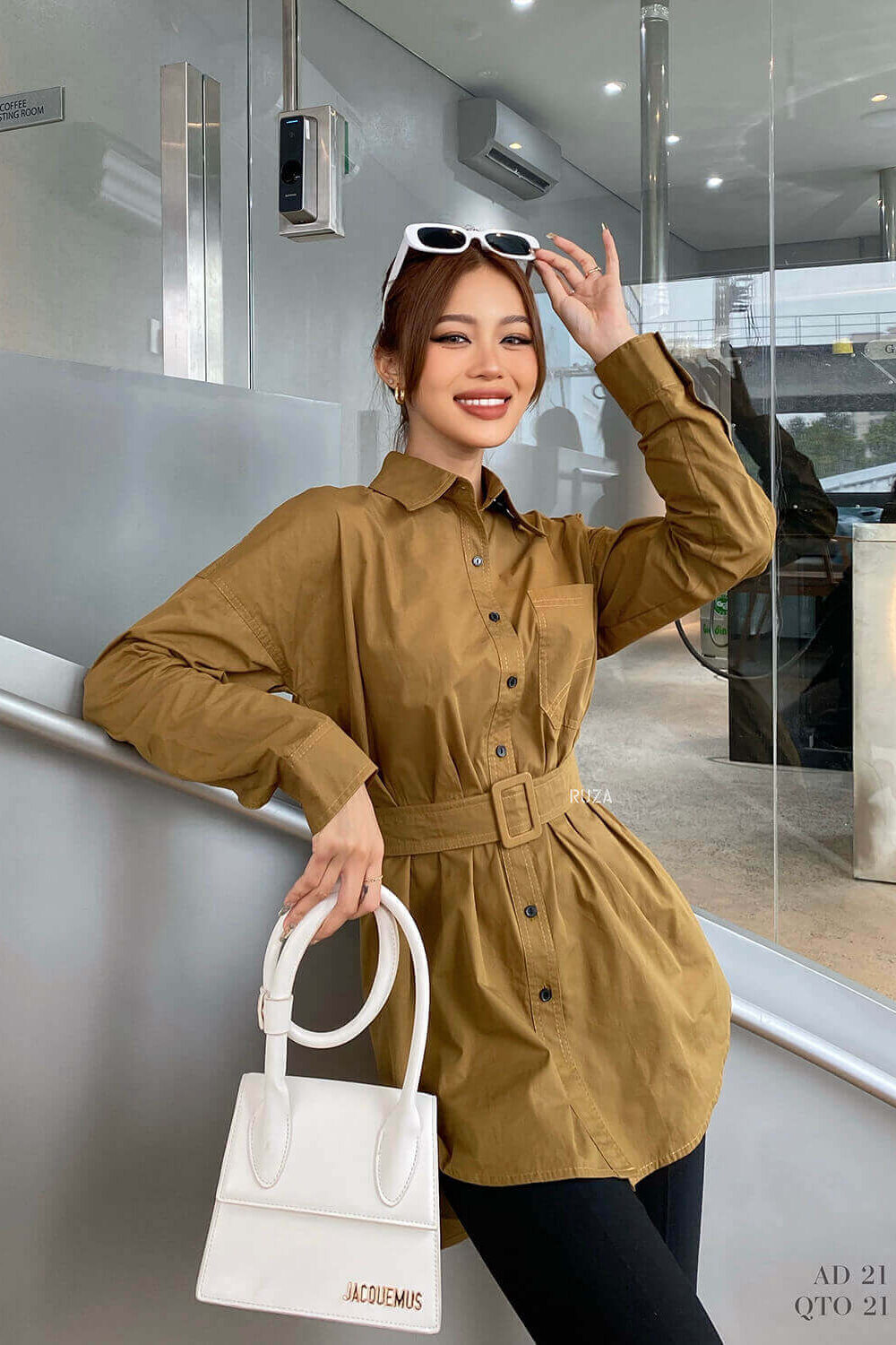 Sơ mi tay dai 21 24 rêu đậm