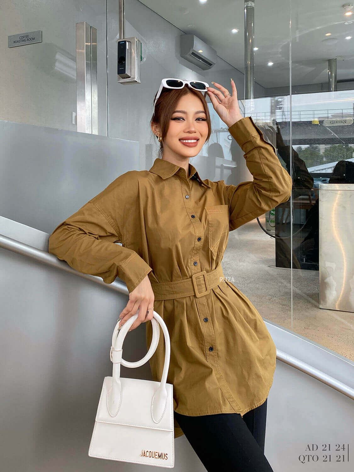 Sơ mi tay dai 21 24 rêu đậm