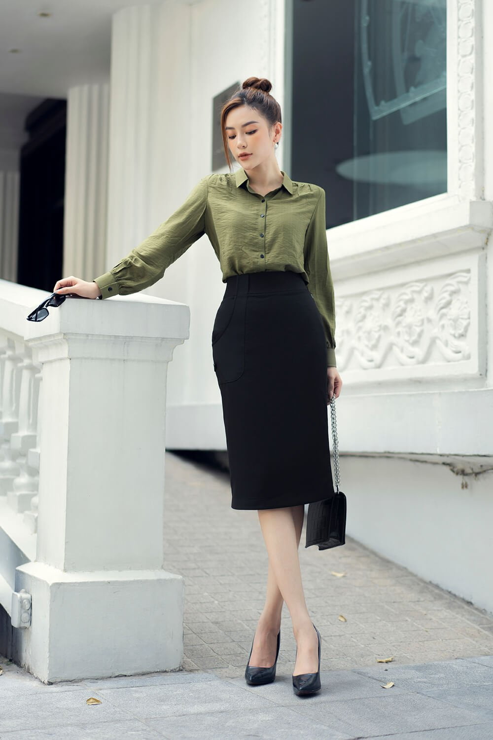Chân váy suông dai 22 07 đen