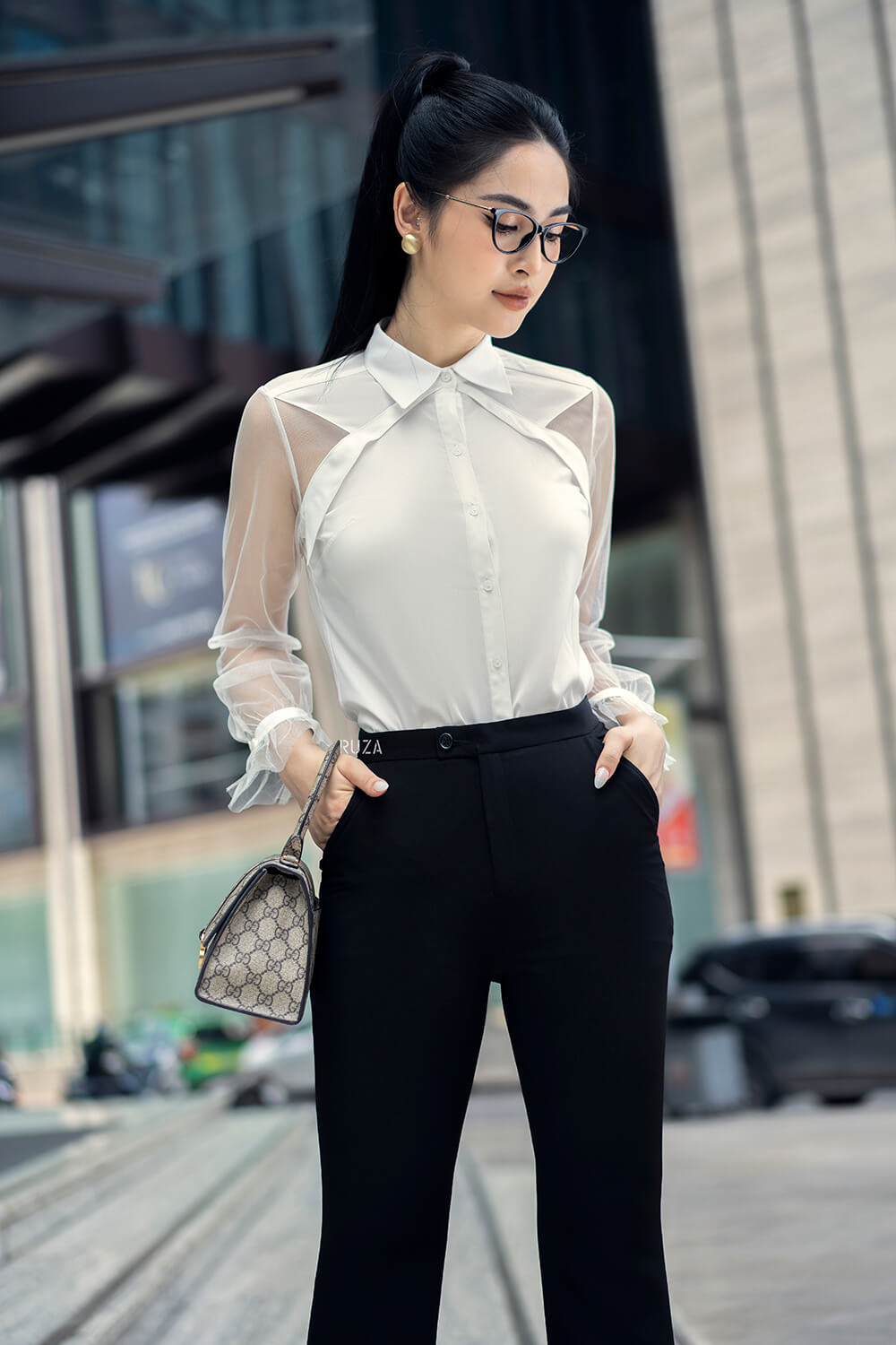 Sơ mi tay dài AD 22 69 trắng s1