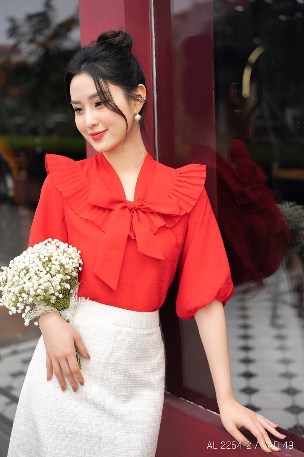 Áo sơ mi tay lỡ AL 2264-2 đỏ pc5