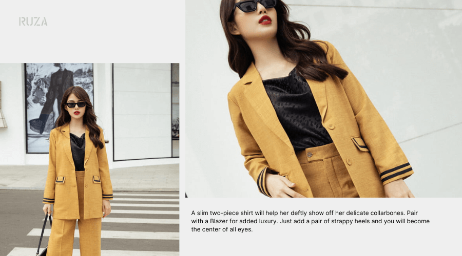 Mix áo blazer với áo 2 dây
