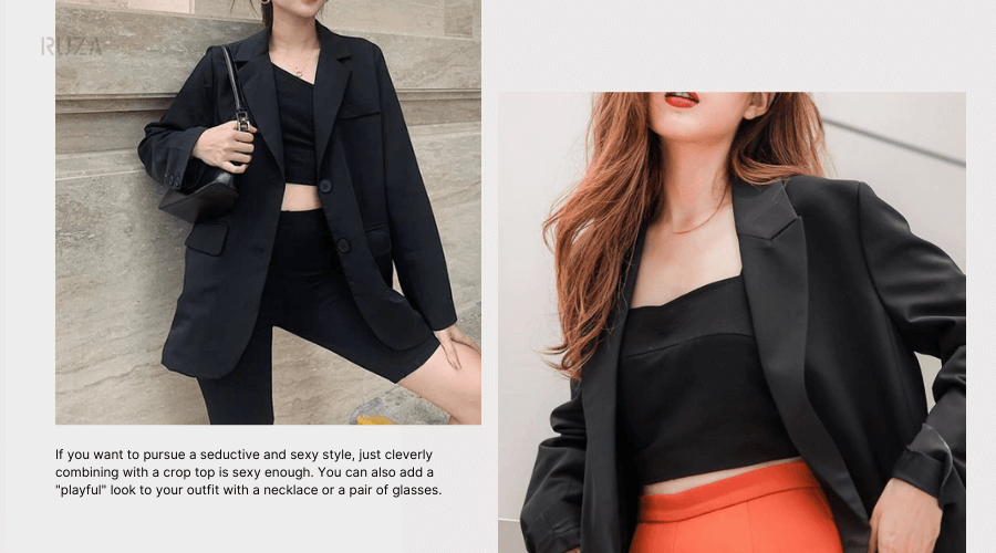 Mix áo Blazer với áo croptop
