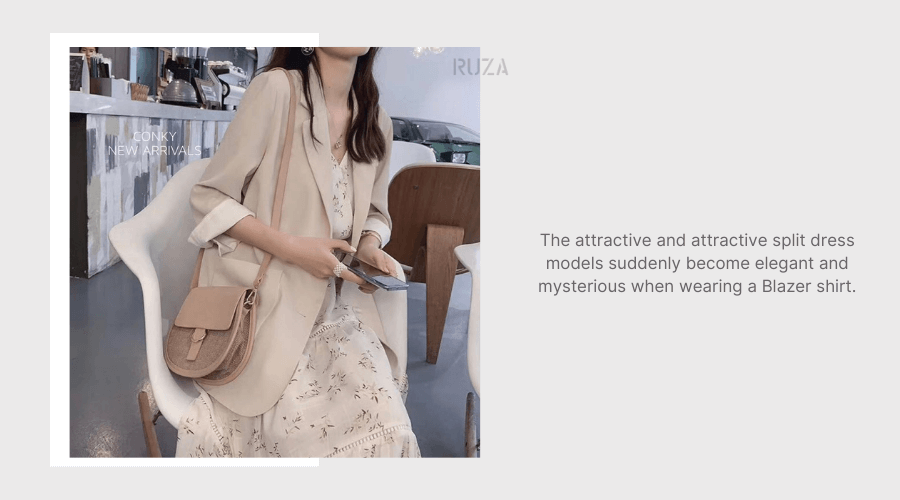 Mix áo Blazer với đầm xẻ tà