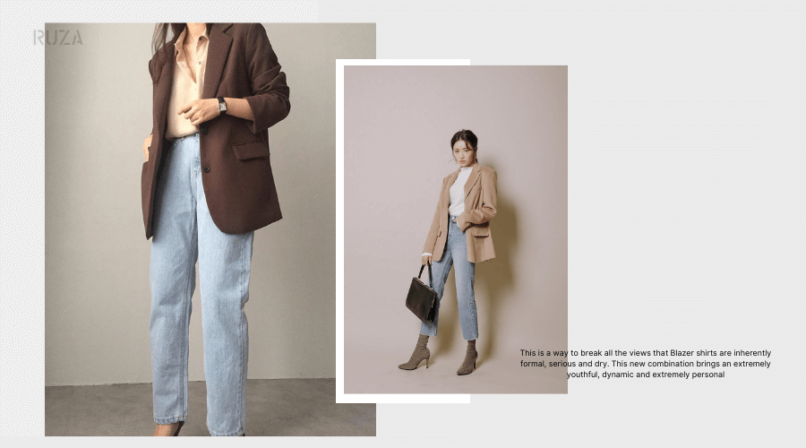Mix áo Blazer với quần jean