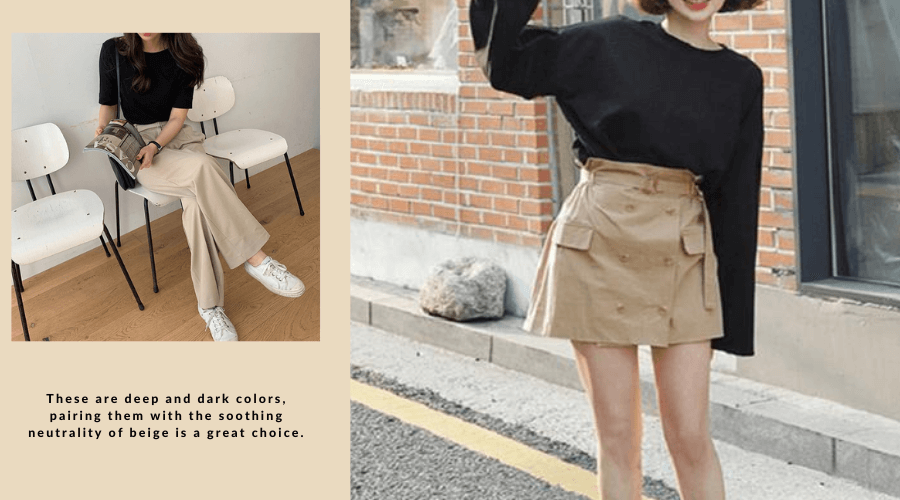 Màu be (Beige) là màu gì? Cách Mix & Match màu be đẹp 9 Phối với màu đen