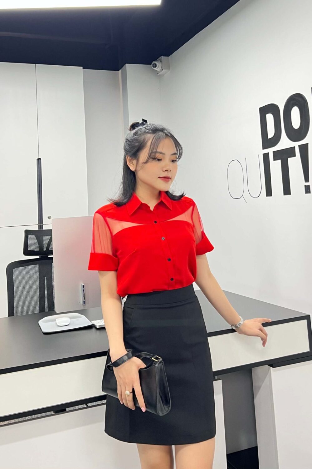 Sơ mi tay ngắn AN 22 68 đỏ cam