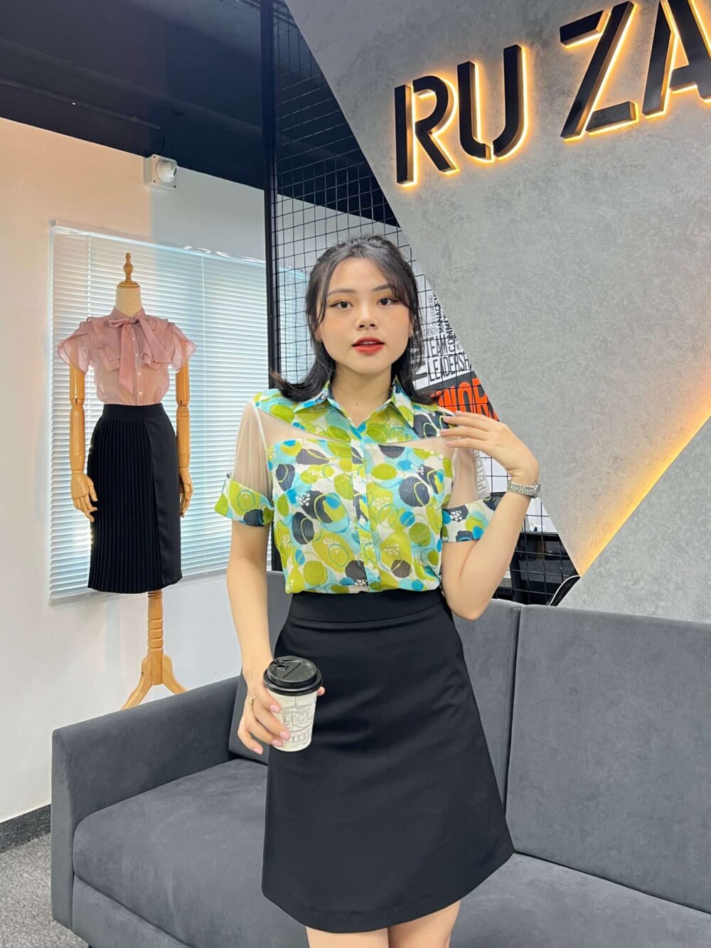 Sơ mi tay ngắn AN 22 68 họa tiết