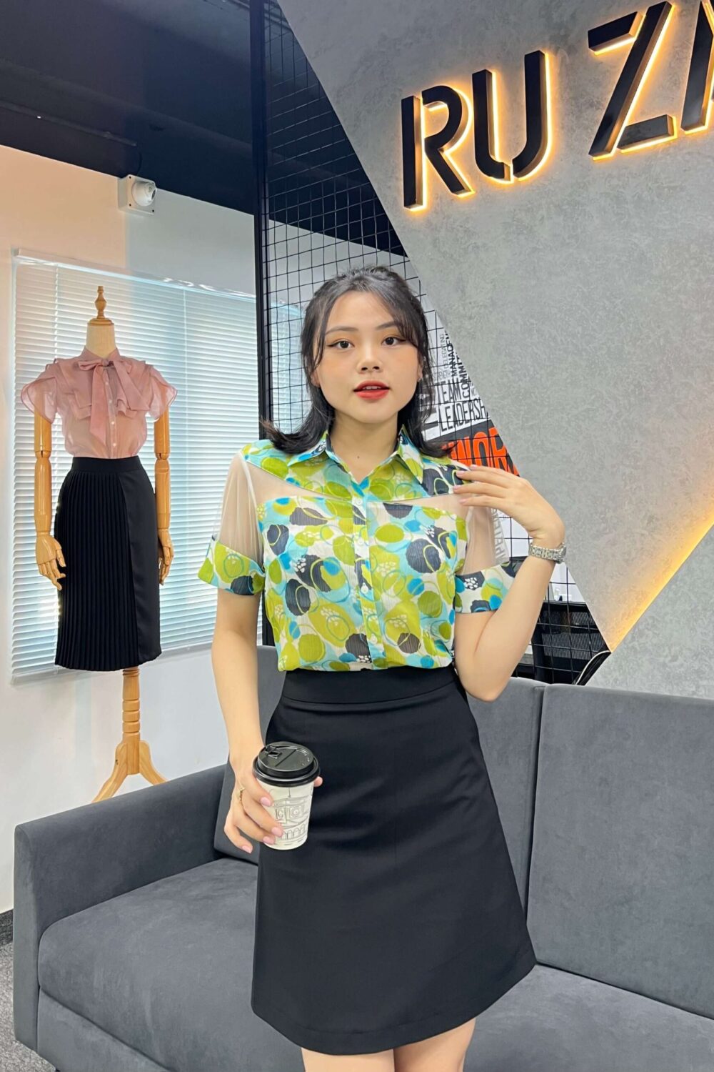 Sơ mi tay ngắn AN 22 68 họa tiết