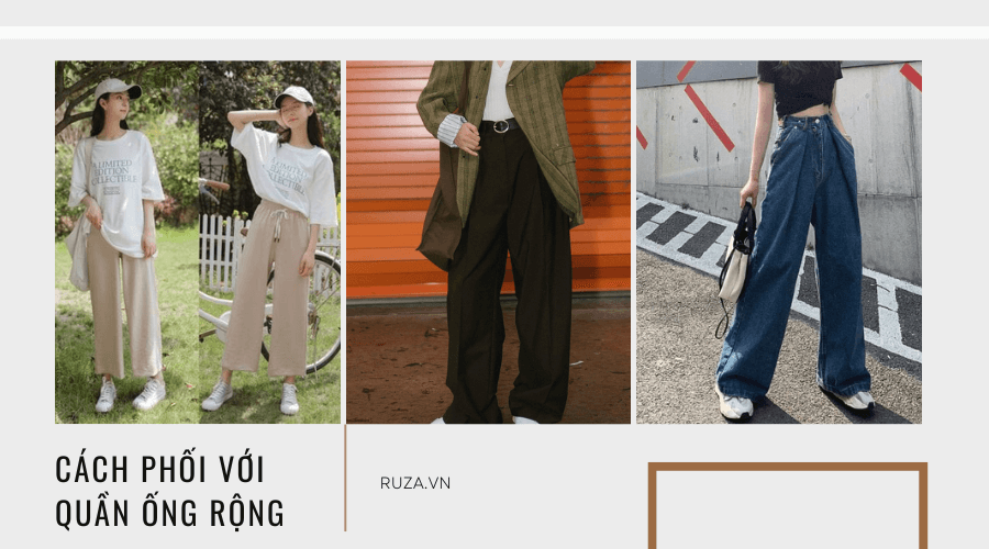 Một số cách phối quần ống rộng