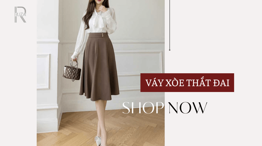 Top Các Mẫu Váy Đẹp Nhất Hiện Nay Nàng Nào Cũng Có 7 Váy xòe công sở thắt đai