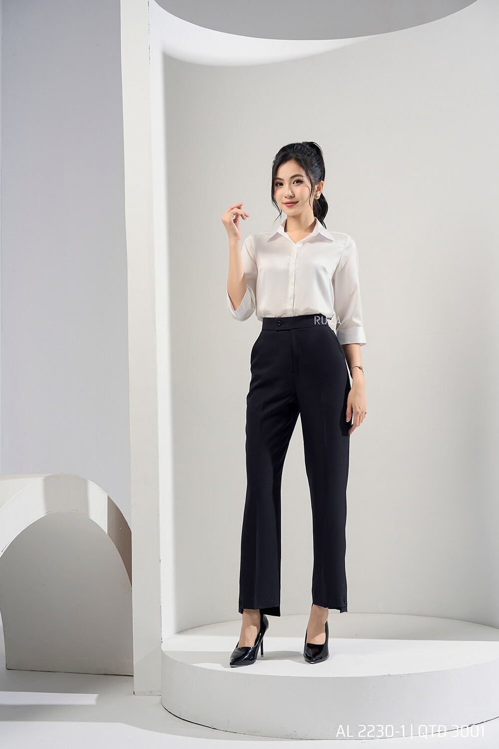 Áo sơ mi tay lỡ basic AL 2230-1 trắng