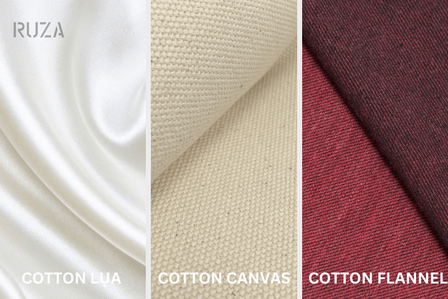 Vải cotton là gì? Ưu nhược điểm và các loại vải cotton hiện nay 5 Các loại vài cotton: Cotton lua - cotton canvas - cotton flannel