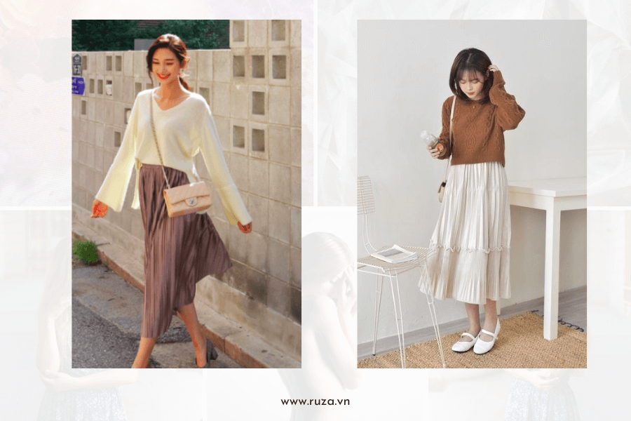 Lễ 30/4 mặc gì đi chơi để gây sự chú ý và tạo ấn tượng? 11 Mix chân váy với áo len