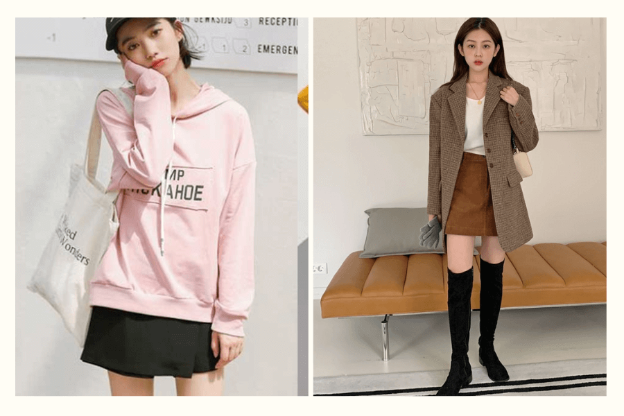 10 Cách Phối Chân Váy Chữ A Dáng Đẹp Dành Cho Nàng 12 Chân váy chữ A caro phối với áo hoodie và blazer