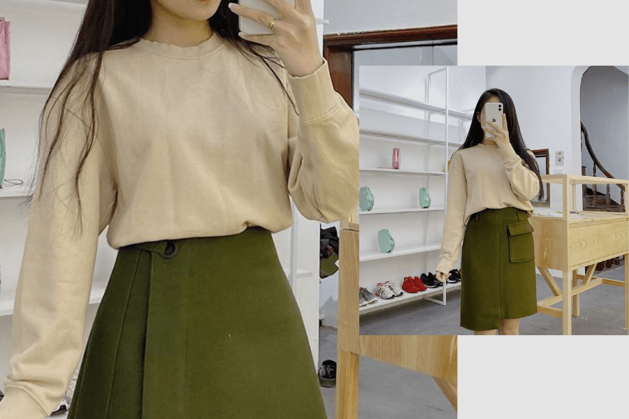 Màu Xanh Rêu Là Gì? Kết Hợp Với Màu Nào Sẽ Là Đẹp Nhất 7 Phối chân váy xanh rêu