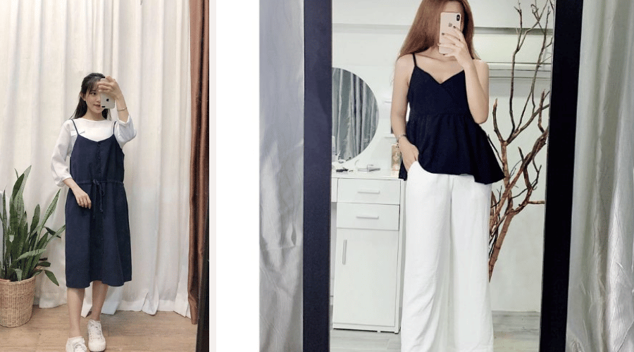 Mặc áo 2 dây nên mặc áo lót nào để không lộ? 6 Áo 2 dây tạp dề - Áo 2 dây dáng xòe