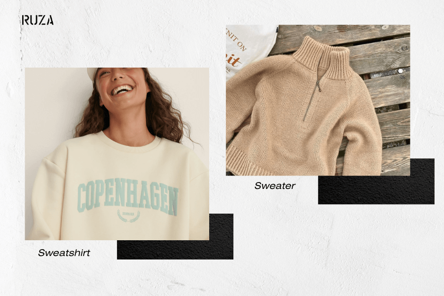 Phân biệt sweatshirt với sweater