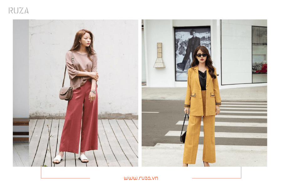 Phối quần tây áo sơ mi lụa - quần tây với blazer
