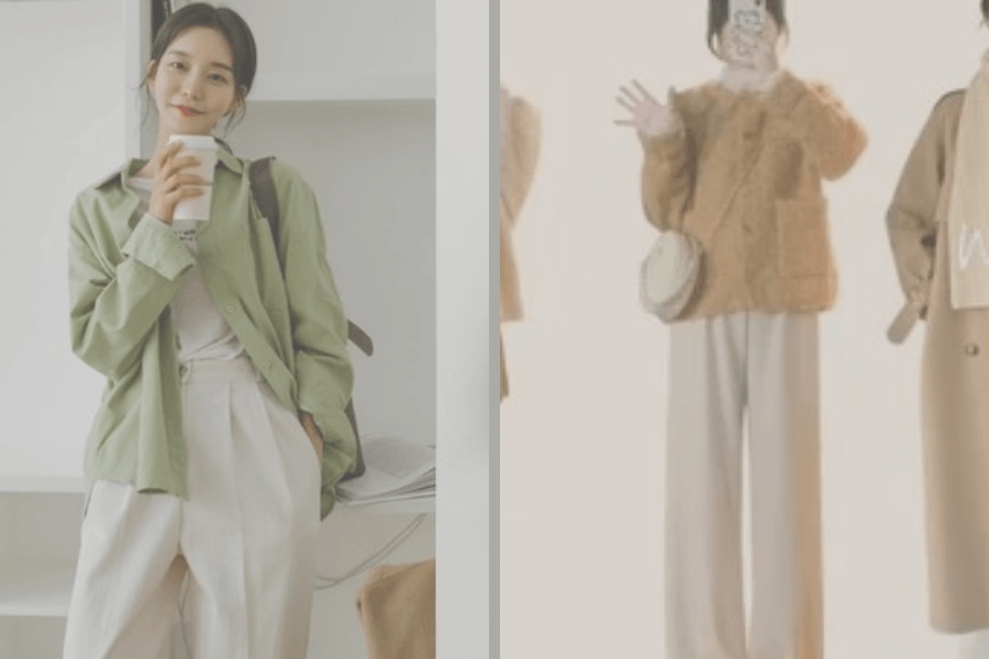 Màu kem hợp với màu gì? 10+ outfits cực đẹp với màu kem 10 Phối quần kem với áo xanh rêu và áo màu vàng
