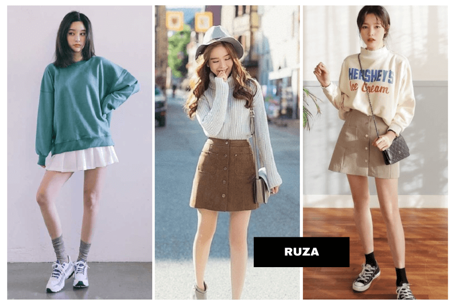 Bí Kíp Phối Đồ Với Chân Váy Ngắn: 10 Tips Cuốn Hút 5 Phối chân váy ngắn cùng áo hoodie - áo len - áo cổ lọ