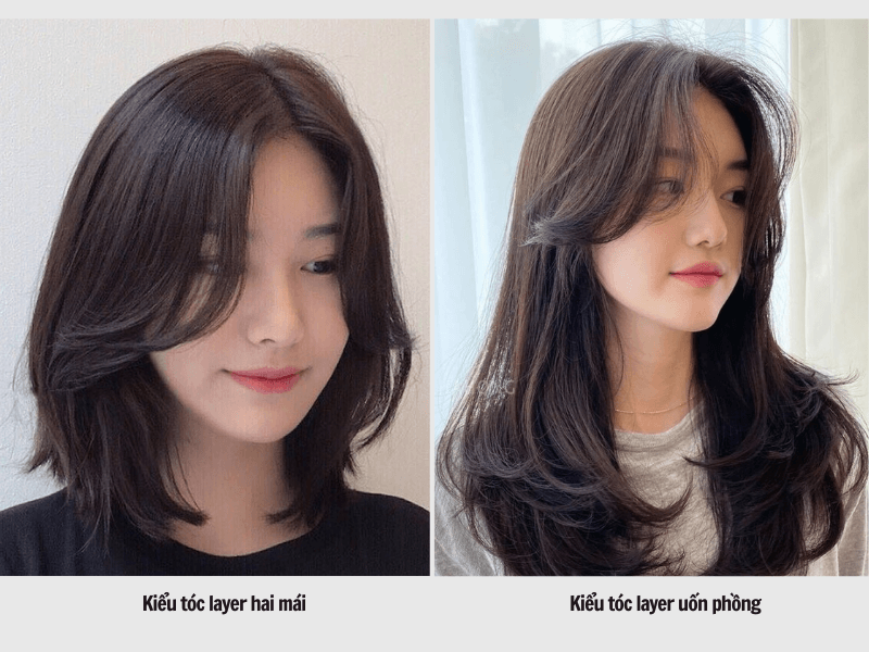 Top 30+ Kiểu Tóc Layer Nữ Đẹp Trẻ Trung Hợp Khuôn Mặt Nhất 2023 8 Tóc layer hai mái - uốn phồng nhẹ