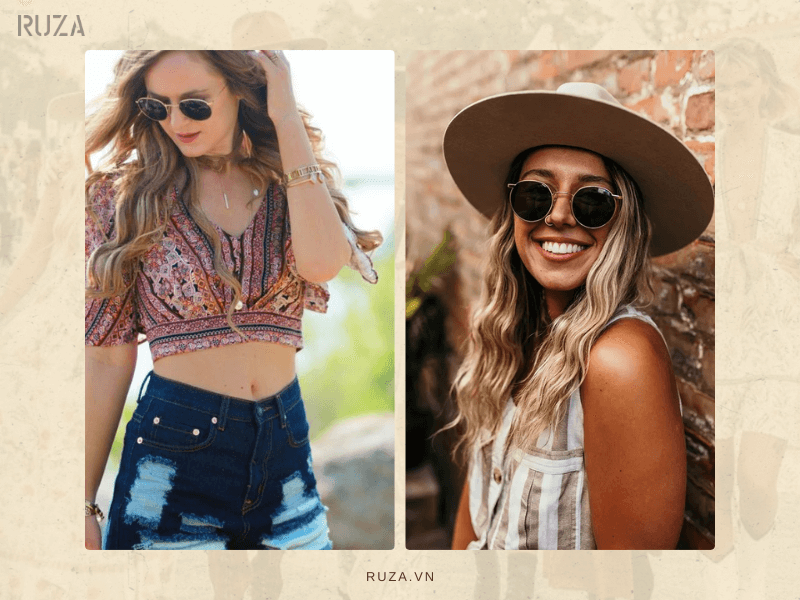 Hippie Style Là Gì? Phong Cách Hippie Của Trào Lưu Giới Trẻ 6 Kết hợp với áo Croptop - kính gọng tròn
