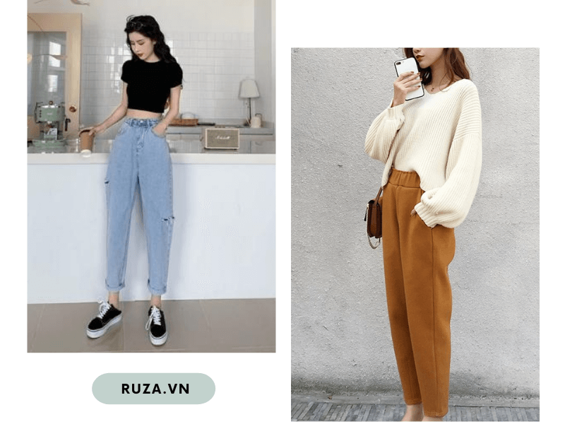 Quần Baggy Hợp Với Dáng Người Nào Vừa Xinh Vừa Sang Trọng 9 Phối quần Baggy với áo croptop và áo len