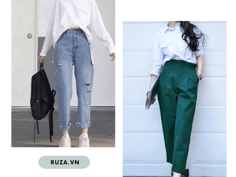 Quần Baggy Hợp Với Dáng Người Nào Vừa Xinh Vừa Sang Trọng 8 Phối quần Baggy với áo thun và áo sơ mi