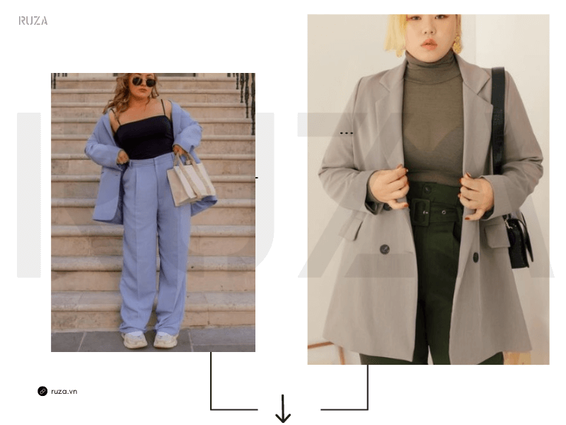 Chubby Là Gì? Mẫu Thời Trang Dành Cho Nàng Mũm Mĩm 12 Phối Quần tây cùng áo blazer