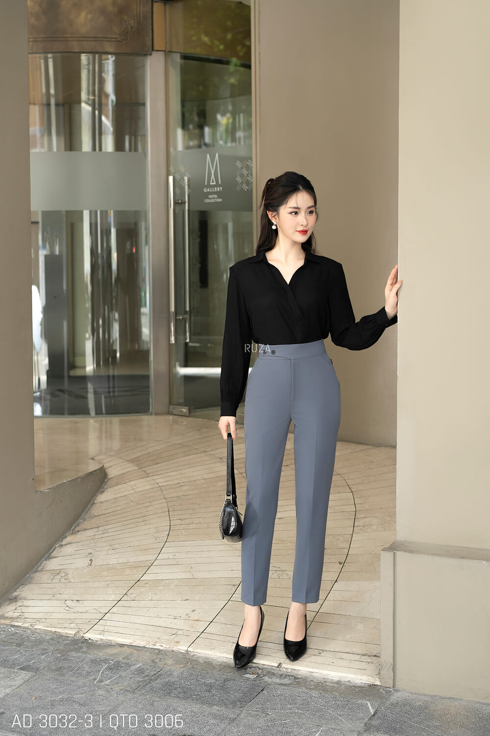Áo sơ mi tay dài AD 3032-2 đen pc1