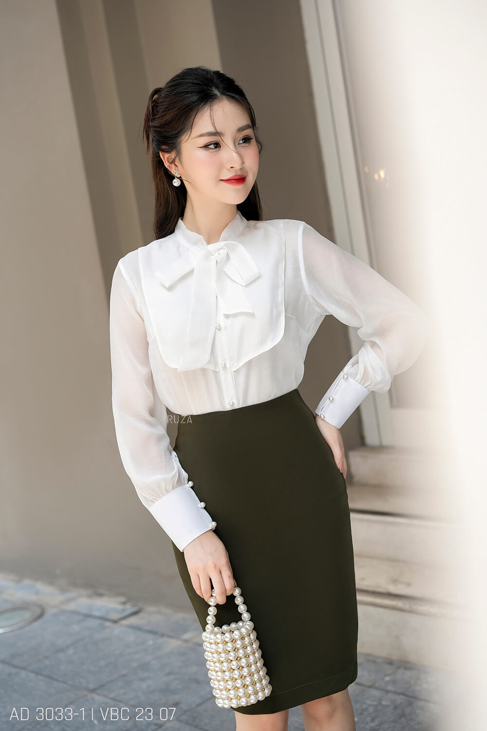 Áo sơ mi tay dài AD 3033-1 trắng pc4