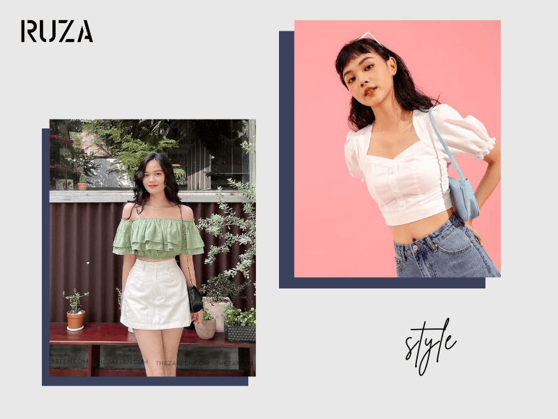 Áo Croptop là gì? 10+ kiểu áo croptop đẹp và cách phối 4 Áo Crotop trễ vai - tay phồng