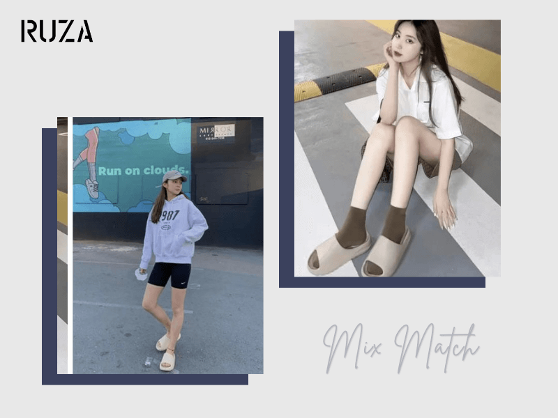 Phối đồ với dép bánh mì nữ cực độc đáo và thời thượng 4 Quần short với dép nữ bánh mì