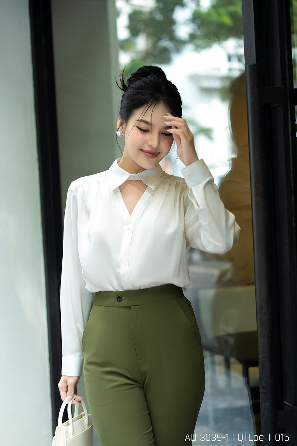 Áo sơ mi tay dài AD 3039-1 trắng pc3