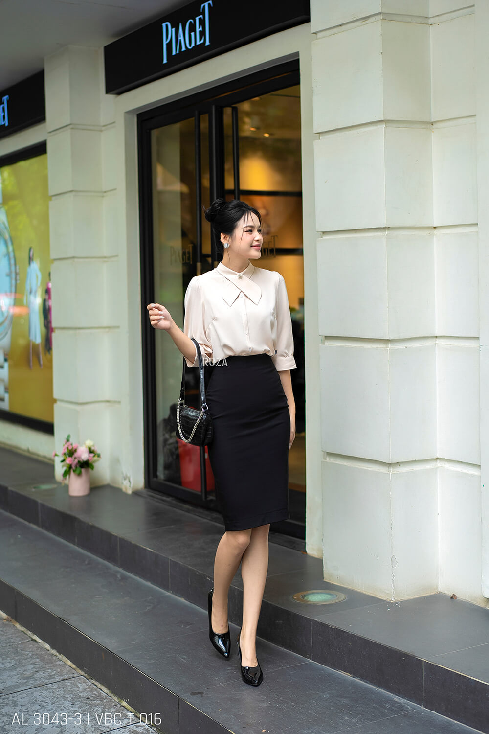 Áo sơ mi tay lỡ AL 3043-3 kem