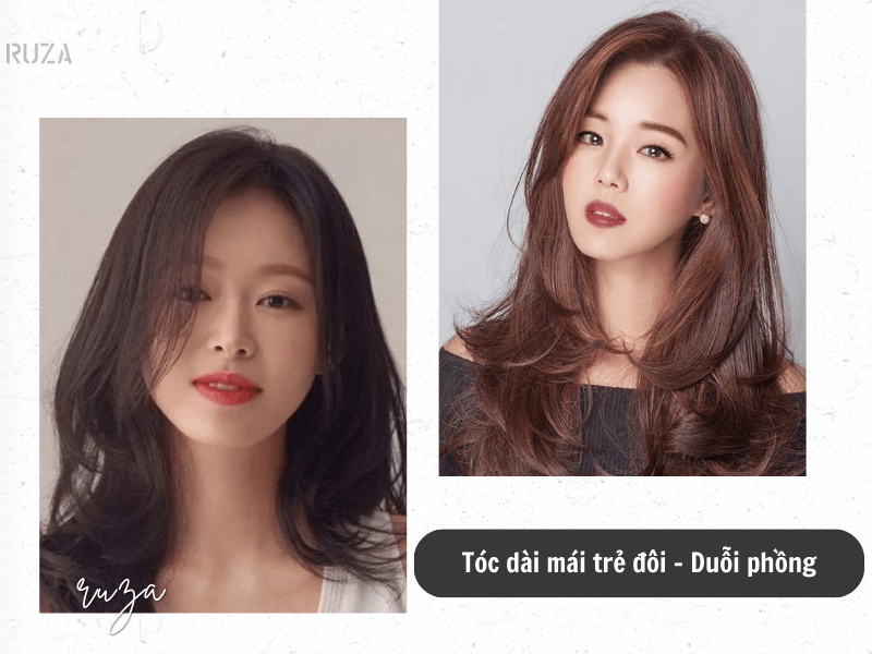 Mặt Tròn Để Tóc Gì? 31+ Kiểu Tóc Đẹp Cho Nàng Mặt Tròn 14 Tóc dài mái trẻ đôi - Tóc duỗi phồng