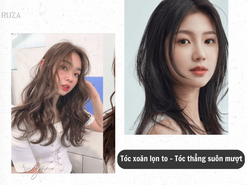 Mặt Tròn Để Tóc Gì? 31+ Kiểu Tóc Đẹp Cho Nàng Mặt Tròn 6 Tóc xoăn lọn to - Tóc thẳng suôn mượt
