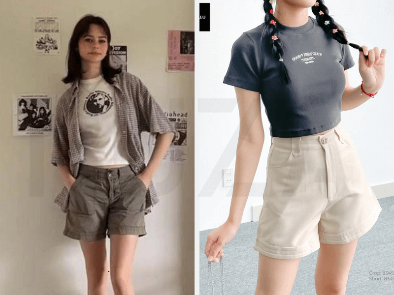 Quần short cùng áo baby tee