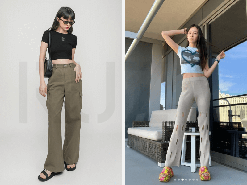 Áo baby tee cùng quần cạp cao