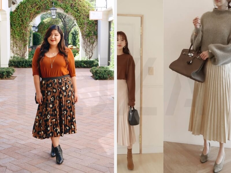 Cách Mặc Đồ Cho Người 60kg Thon Gọn Và Tôn Dáng 5 Phối đầm midi và áo cardigan