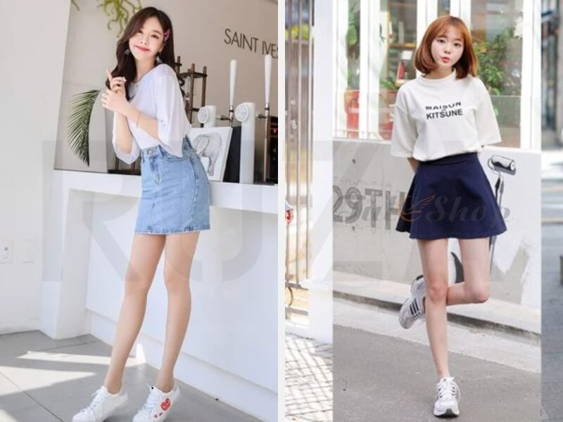 7+ Cách Phối Đồ Cho Nàng Nấm Lùn Hack Dáng Hơn 9 Chân váy ngắn và giày sneaker