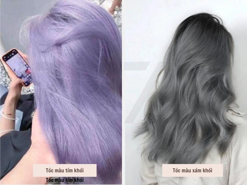 Top 21+ Màu Tóc Cho Da Ngăm Cực Xinh Cho Nữ 12 Tóc màu tím khói - Màu xám khói