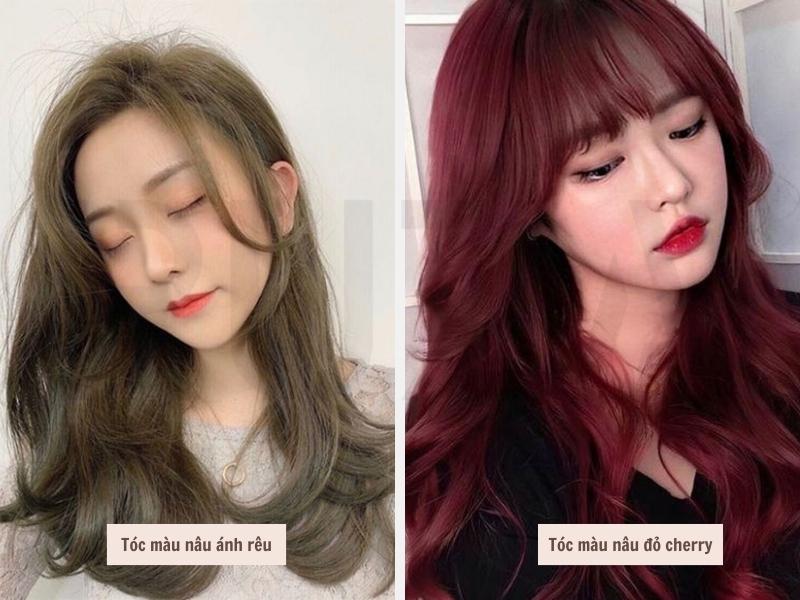 Top 21+ Màu Tóc Cho Da Ngăm Cực Xinh Cho Nữ 5 Tóc màu nâu ánh rêu - Màu đỏ cherry