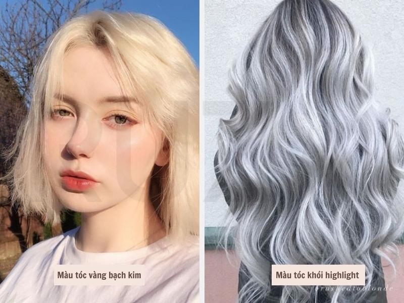 Top 20 Màu Tóc Sáng Da "Chất Lừ" Giúp Bạn Trẻ Trung, Cá Tính 10 Màu tóc vàng bạch kim - Màu tóc sáng da khói highlight