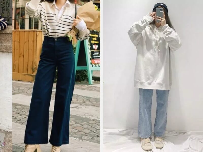 Quần Ống Loe Đen Phối Với Áo Gì? Mẹo Mix Đồ Sành Điệu 7 Phối quần ống loe với áo lệch vai - áo hoodie
