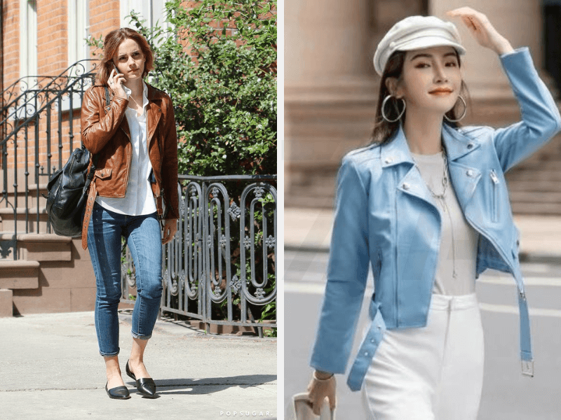 10+ Cách Phối Đồ Mùa Đông Cho Nữ Vừa Ấm Áp, Thời Trang 8 Áo da và quần jeans