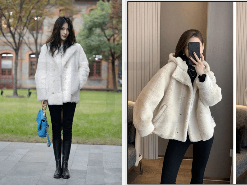 10+ Cách Phối Đồ Mùa Đông Cho Nữ Vừa Ấm Áp, Thời Trang 9 Áo khoác lông cừu và quần legging