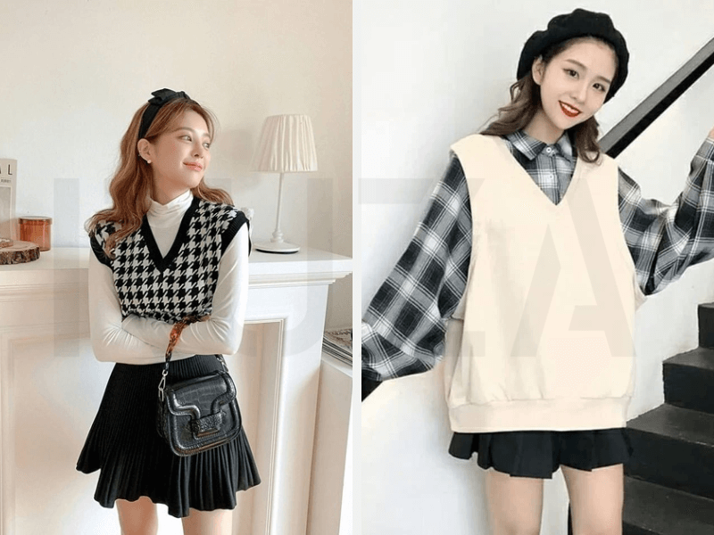 10+ Cách Phối Đồ Mùa Đông Cho Nữ Vừa Ấm Áp, Thời Trang 11 Chân váy và áo gile