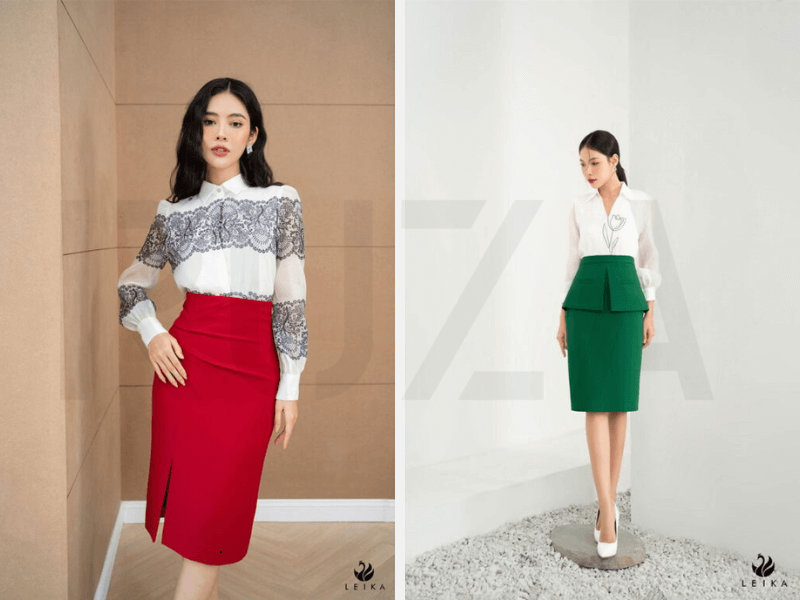 Cách Phối Đồ Cho Người Lùn Chân To: 5+ Bí Kíp Hack Dáng 11 Váy bút chì dáng dài và áo blouse